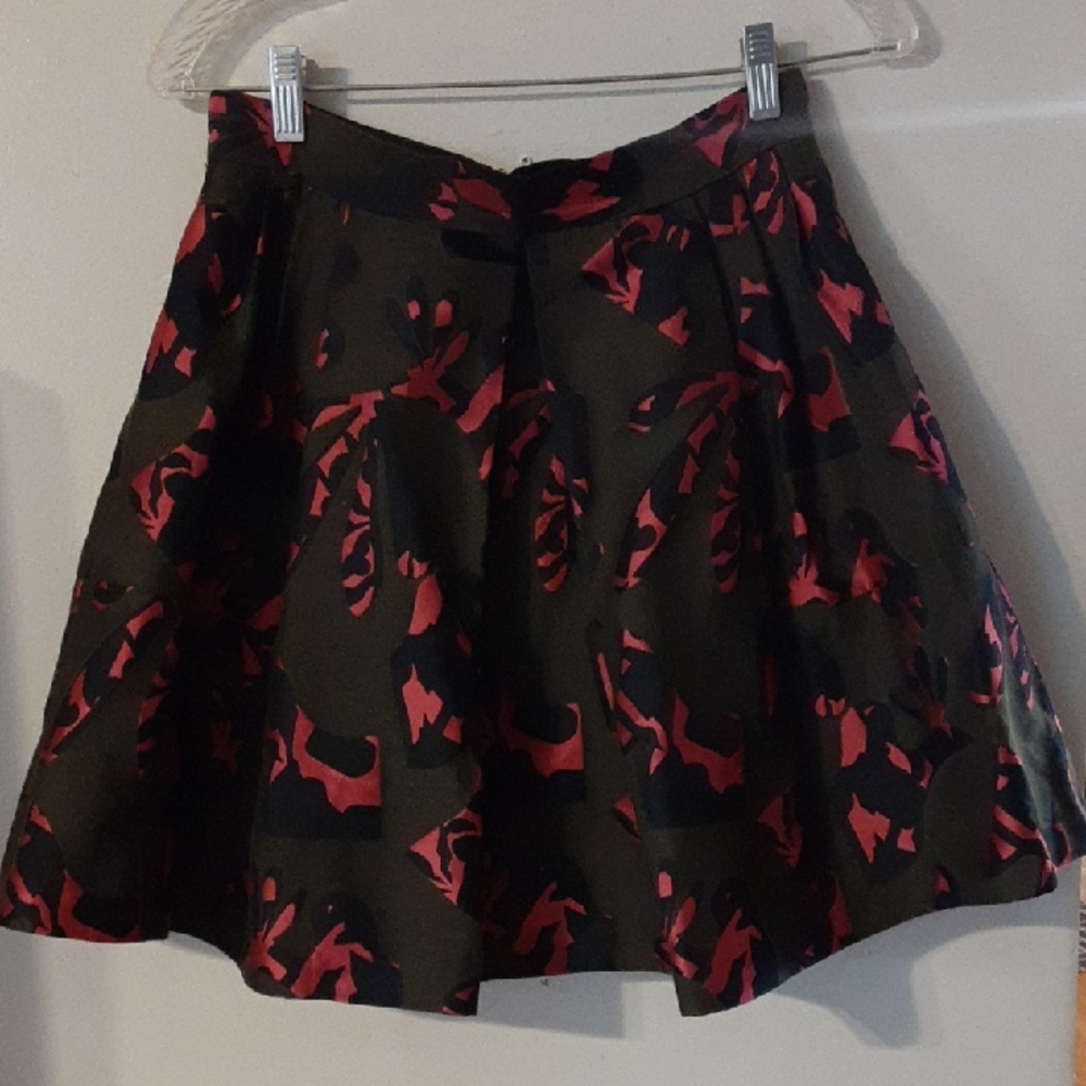 Banana Republic Dark Green And Red Jigsaw Pleated Mini Skirt Womens Size 4